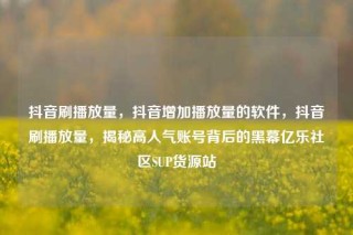 抖音刷播放量，抖音增加播放量的软件，抖音刷播放量，揭秘高人气账号背后的黑幕亿乐社区SUP货源站