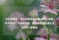 小红书阅读，小红书阅读笔记满8篇什么意思，在小红书上发现新世界，探索阅读的乐趣亿乐社区SUP货源站
