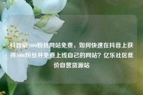 抖音刷1000粉丝网站免费，如何快速在抖音上获得1000粉丝并免费上线自己的网站？亿乐社区低价自营货源站