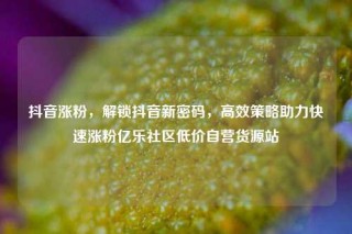 抖音涨粉，解锁抖音新密码，高效策略助力快速涨粉亿乐社区低价自营货源站