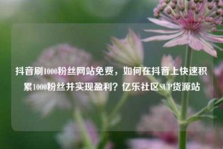 抖音刷1000粉丝网站免费，如何在抖音上快速积累1000粉丝并实现盈利？亿乐社区SUP货源站