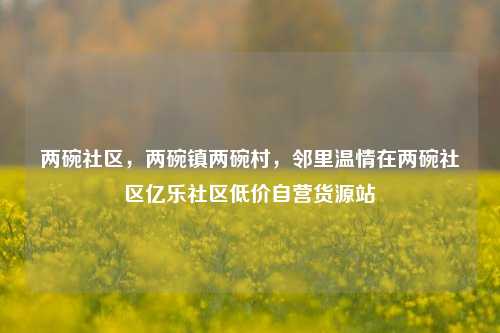 两碗社区，两碗镇两碗村，邻里温情在两碗社区亿乐社区低价自营货源站  第1张