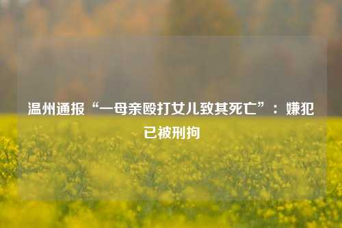 温州通报“一母亲殴打女儿致其死亡”：嫌犯已被刑拘  第1张