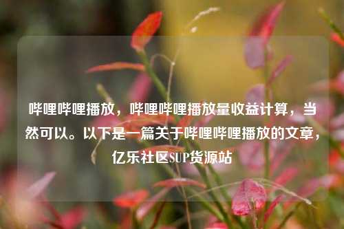 哔哩哔哩播放，哔哩哔哩播放量收益计算	，当然可以。以下是一篇关于哔哩哔哩播放的文章，亿乐社区SUP货源站  第1张