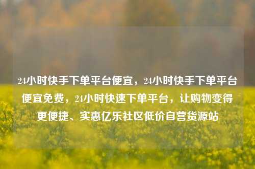 24小时快手下单平台便宜	，24小时快手下单平台便宜免费，24小时快速下单平台，让购物变得更便捷	、实惠亿乐社区低价自营货源站  第1张
