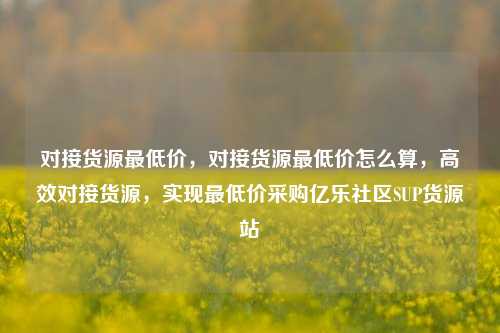 对接货源最低价	，对接货源最低价怎么算，高效对接货源，实现最低价采购亿乐社区SUP货源站  第1张
