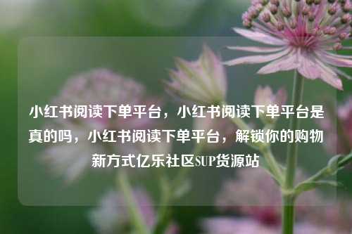 小红书阅读下单平台	，小红书阅读下单平台是真的吗，小红书阅读下单平台，解锁你的购物新方式亿乐社区SUP货源站  第1张