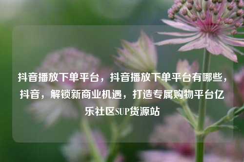 抖音播放下单平台，抖音播放下单平台有哪些，抖音，解锁新商业机遇	，打造专属购物平台亿乐社区SUP货源站  第1张